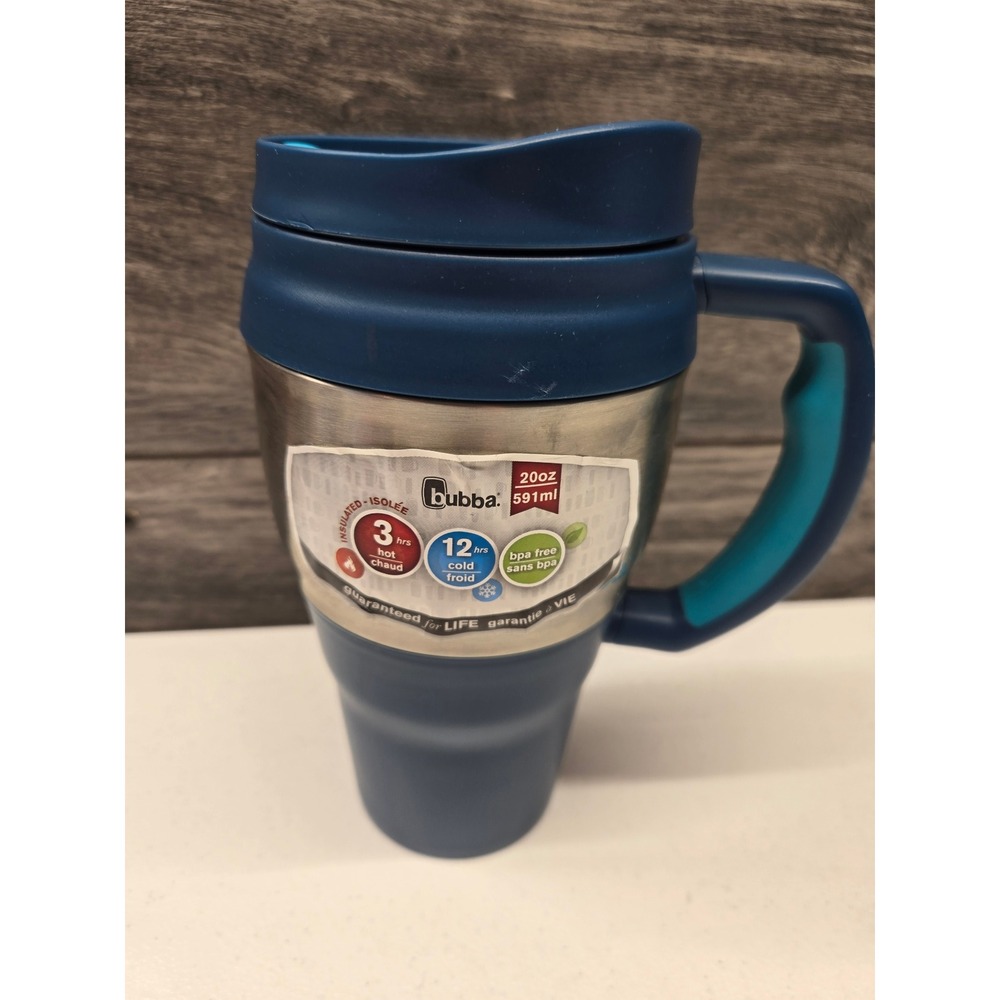 Bubba 20oz Insulated Travel Mug Navy Blue Stainless Steel Tumbler with Handle